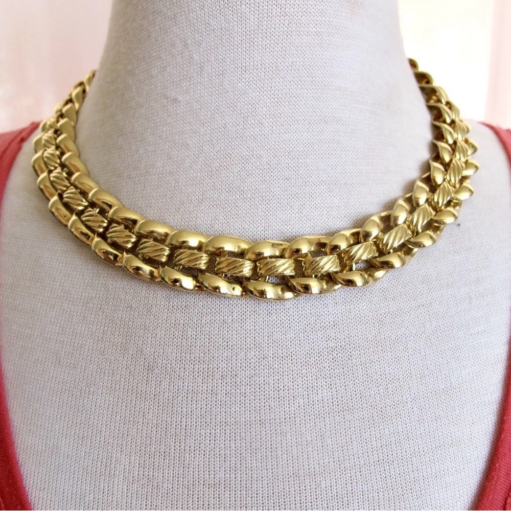 Vintage Napier Gold Tone Link Choker Necklace